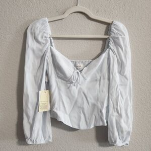 Aritzia Wilfred NWT Novella Puff Sleeve Blouse in light blue size small